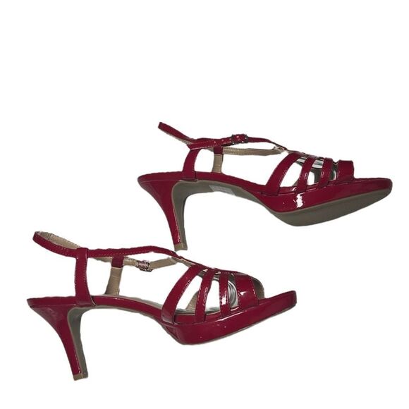 Mootsies Tootsies Sexy Bright Red Shiny Open Toe Heels Sandals Casual Formal - Picture 5 of 11